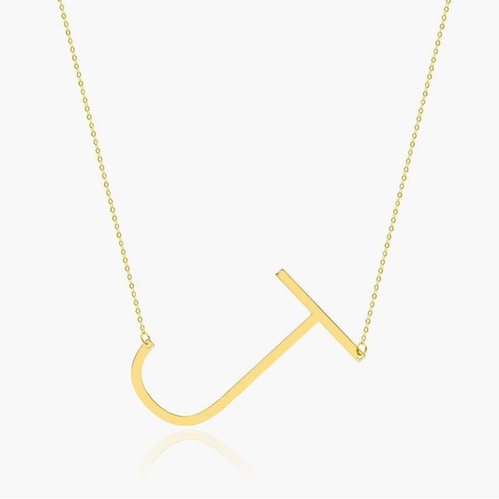 14K Yellow Gold Large Initial J Necklace James Allen